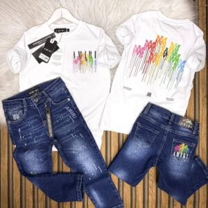 Blugi + Tricou 2 Piese AMI White